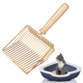 Cat Litter Scoop, Metal Cat Litter Scoop with Wooden Handle, Hole Spacing 7 mm, Length 28 cm, Litter Box Scoop, Cat Litter Scoop, Cat Litter Scoop, Cat Litter Scoop for Cat Litter Tray
