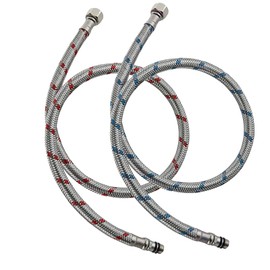 Hoimpro 24-Inch Long Bathroom Kitchen Faucet Connector Braided Stainless Steel Supply Hose,cUPC Hose 1 pair G9/16 Female Compression Thread x M10 Male Connector, x 2 Pcs