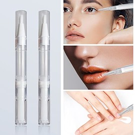 Paquete de 12 bolígrafos giratorios transparentes de 3 ml, vacíos con cepillo para polvo, botellas de aceite para cutículas vacías, bolígrafo de aceite para cutículas aspiradora para brillo