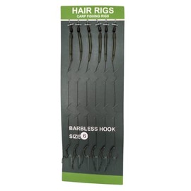 BARBED 6x Ready Tied Hair Rig QC Swivel Anti-Tangle Curved Shank Braided Thread Line with Boilie Bait Stops Size 4, Size 6 or Size 8 (Size 6)