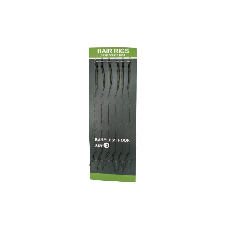 BARBED 6x Ready Tied Hair Rig QC Swivel Anti-Tangle Curved