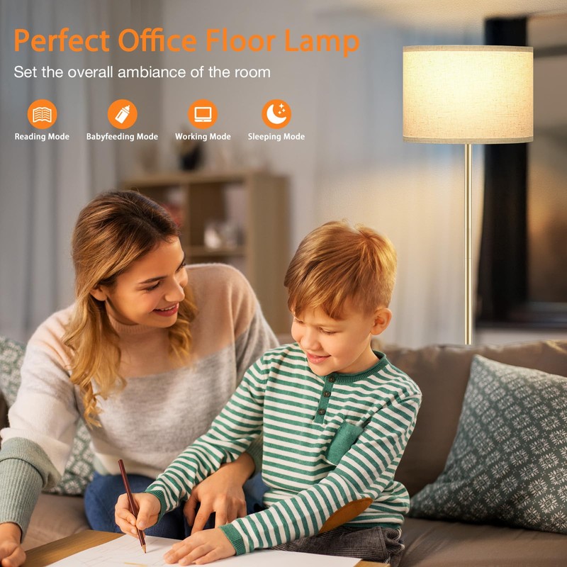 Ambimall 60'' Modern Floor Lamp with Remote, Tall Lamps for