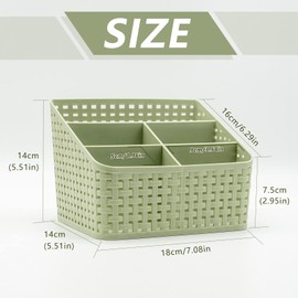 Fai Top Storage Basket, Cosmetic Box Organiser,Plastic Storage Box Desktop 4 Grid Sub-grid Storage Case Multi-function Storage for Desktop Office Bedroom Countertop Home Kitchen (5 Grid, Green)