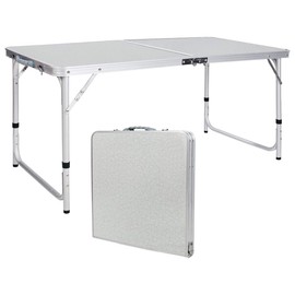REDCAMP Aluminum Camping Table 4 Foot, Portable Folding Table Adjustable Height Lightweight for Picnic Beach Outdoor Indoor, White 48 x 24 inches