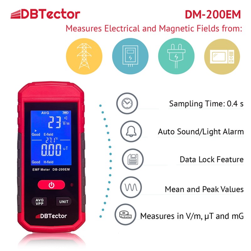 DBTector EMF Meter Electric and Magnetic Field Meter Detect Radiation