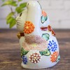 Maneki Neko Figurine, Pottery, Kutaniyaki, Double Handed, Maneki Neko, Flower