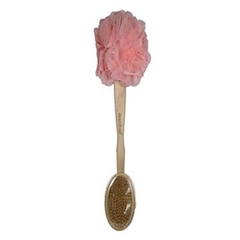dearcloud 2-in-1 Total Renewal Spa Loofah Brush – Exfoliating Body Exfoliator Scrubber with Long Handle for Shower - Long Handle Shower Scrubber for Body (Peach)