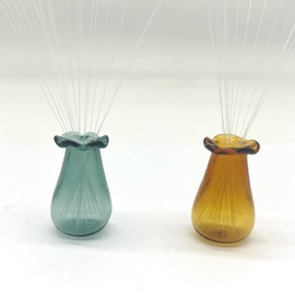 SPANSEE 2 PCS Mini Vase for Cat Whiskers, Cat Whisker Vase, Miniature Vase, Cat Whisker Holder, Tiny Vase for Decor (Green, Yellow)