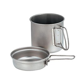 Snow Peak Trek 1400 Camping Cook Set - Durable & Ultralight Titanium Pot & Skillet - 2 Pieces