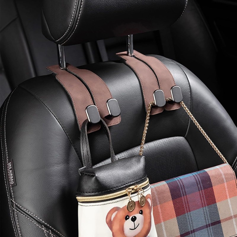 DECOAIRCON 2 Pack Car Hooks for Headrest, Headrest Hooks Car