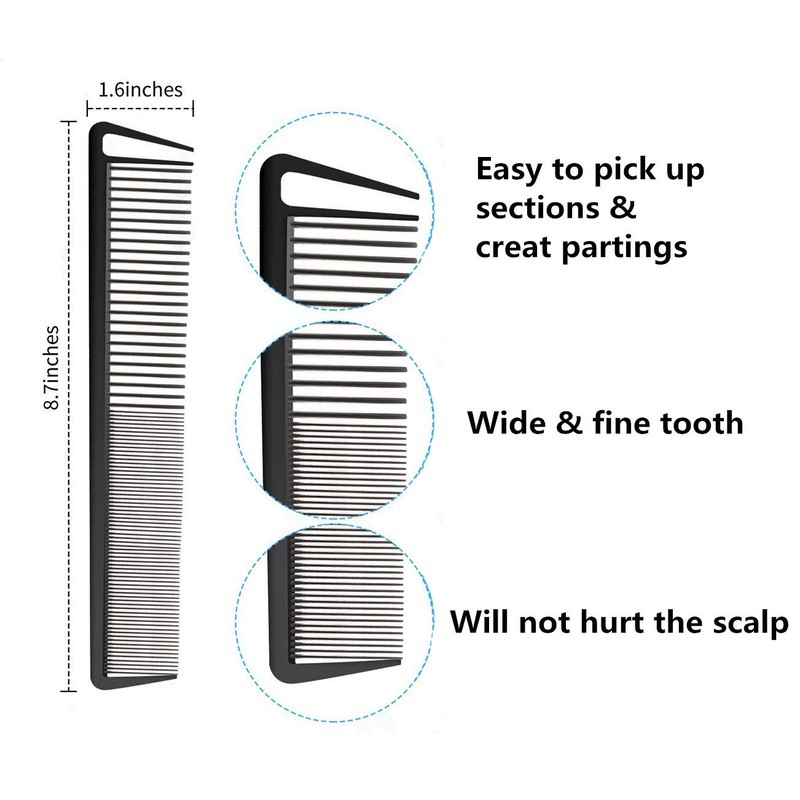 Rat Tail Combs Set, RuiChy 3 Pack Carbon Styling Combs