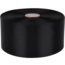 Baocuan 2 inch x 50 Yards Black Single Face Satin Ribbon Solid Fabric Ribbon for Gift Wrapping Floral Bouquets Wedding Birthday Party Decoration Hair Floral Craft Sewing