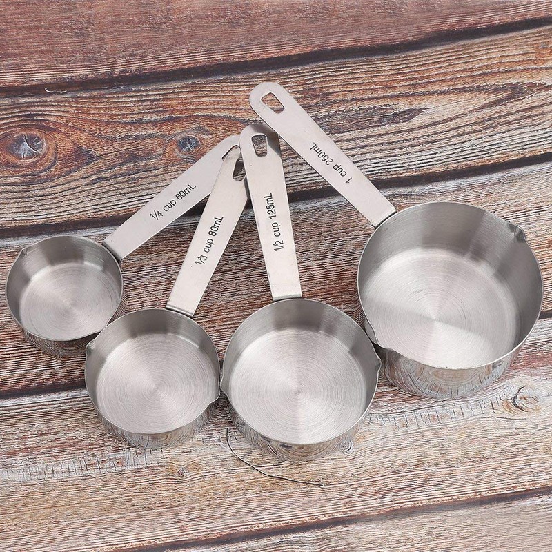 Alvinlite Measuring Cups, Set of 4 Stainless Steel Measuring Cups,