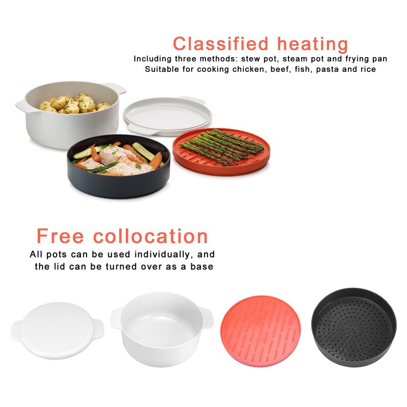 Multifunctional Round Rice Steaming Box Microwave Oven Special Lunch Box