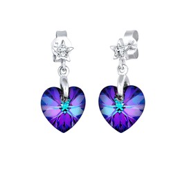 Elli Women's Earrings Heart Star Astro with Crystals, Facet cut, Crystal