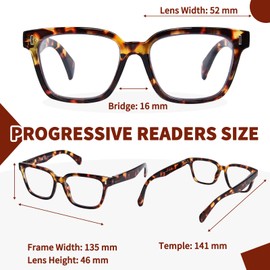 YUKANG Progressive Multifocal Reading Glasses for Women Men, Anti Glare/Eyestrain Blue Light Multifocus Computer Readers Tortoise 2.0
