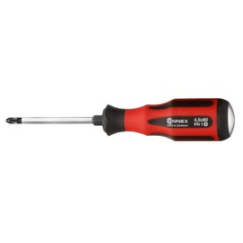 Connex COX356001 PH 1 Professional Screwdriver with 2C-Handle/Striking Cap, Silver/Black/Red, 80 mm