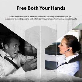 Tek Styz Headset Compatible with Yezz Andy 5M VR in Ear Wireless Bluetooth Noise Canceling Earpiece (White/Gold)