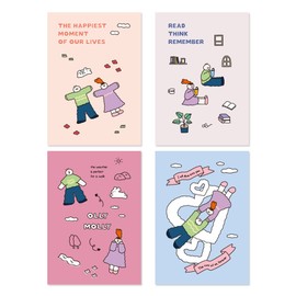 Monolike B6 Olly Molly Grid notebook 4p A SET - Mini note, Pocket note, Grid note, a portable note, 128x182mm, 80pages