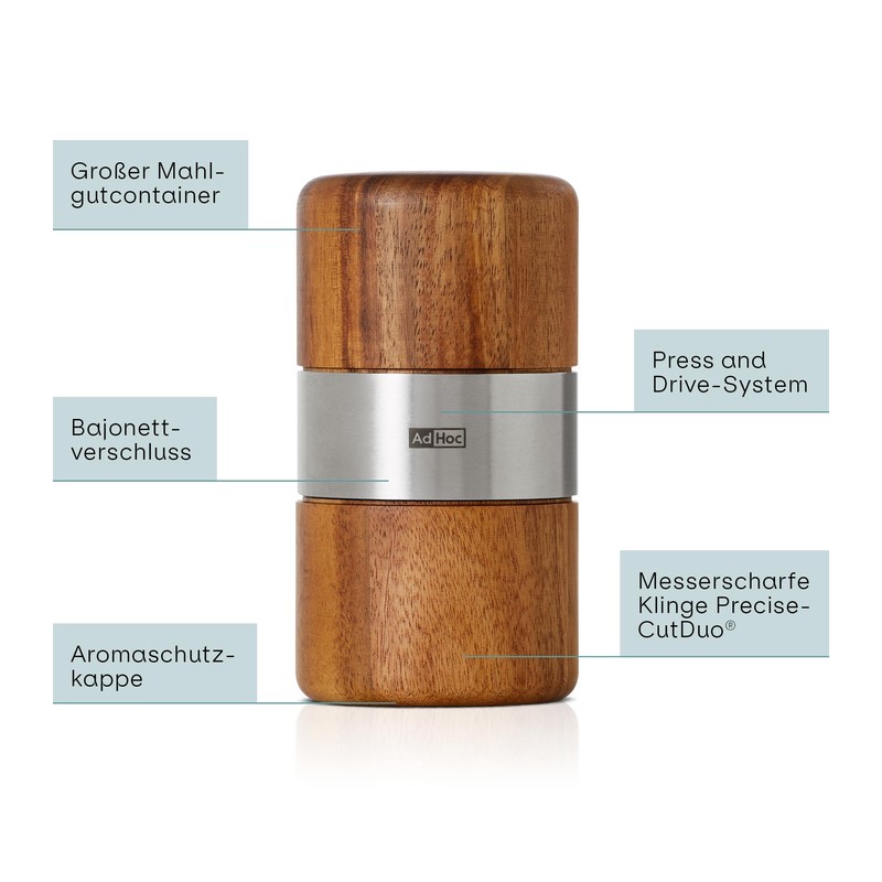 AdHoc Nutmeg Mill with Sharp Stainless Steel Blade Muskato