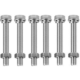 TA-VIGOR 6Pcs M10 x 80mm Hex Head Screws Bolts, Nuts, Flat & Lock Washers Kits, Fully Thread Hexagon Bolts, High Tensile Cap Screws for Metal Work, Automotive Machinery, Bike Motorcycles Repair