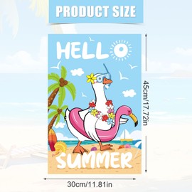 Hello Summer Garden Flag, 18x12 Inch Double-Sided Funny Goose Summer Yard Flag for Outdoor Farmhouse Holiday Seasonal Decoration