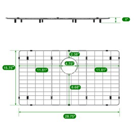 Stainless Steel Sink Protector 28-3/4" x 15-3/4" with Rear Drain, Metal Sink Rack for Bottom of Sink, Kitchen Sink Grate and Sink Protectors with Sink Strainer (28-3/4" x 15-3/4" - Rear Drain)
