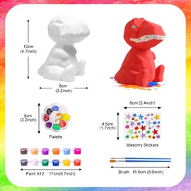 ONLYFUN Craft Set Children's Dinosaur Lamp Painting Set, Girls and Boys, Creative Set for Children, Toy for Painting, Ideal Birthday Gift for Children Aged 3-12 Years