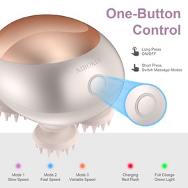 AIBOKEE Electric Scalp Massager, Portable Head Stress Relax,IPX7 Waterproof Rechargeable Head Massager Scalp Stress Relax, Body for Deep Cleansing, Relief, Hair Growth (Gold)