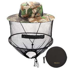 Mbsomnus Mosquito Head Net Hat Grey Sun Hat with Netting-Midgie Face Cover Mask Midge Hat Safari Hat Quick Dry Wide Brim Sun Protection for Outdoor Hiking Camping Gardening Fishing