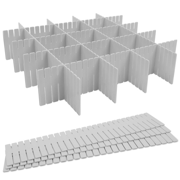 HOTUT Drawer Dividers, Pack of 8 Drawer Dividers, Grey, Adjustable