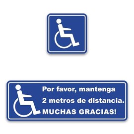 '"Bitte Sticker Set 2 Metre Distance. Thank You." and "Wheelchair Size: 30x10 cm + 10x10 cm, All the Way _ 244 (Spanish) – Wheelchair, Rolli Recently Gap – Thank You – Car Sticker.