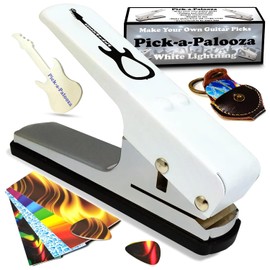Juego de regalo de púas para guitarra de primera calidad con soporte para llavero de piel, 4 tiras y un archivo, color blanco