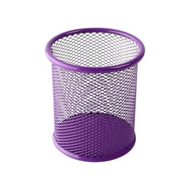 Pen Holder Cup Metal Mesh Pencil Holder Desk Pencil Cup Round Pen Organizing Cup Office Pen Organizer Cute Pencil Organizer for School Purple