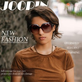 Joopin Oversized Sunglasses Womens Trendy, Big Brown Sun Glasses Polarized UV Protection, Ladies Large Square Designer Shades for Sensitive Eyes