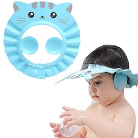 Baby Shower Cap Shampoo Cap for Kids Baby Hair Washing Shield Bath Visor Face Shield for Toddler Boys Girls Adjustable Shower Hat Earmuff Hair Wash Shield Waterproof Bath Cap for 5 Month Plus-8 Years
