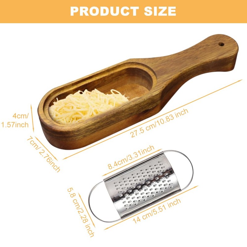 Cheese Grater With Container Stainless Steel Cheese Shredder With Wooden