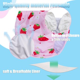 Baby Newborn Reusable Swim Diapers Washable Toddler Unisex Swim Diaper Infant Swimming Diapers (Pink Strawberry, 6-18 M)