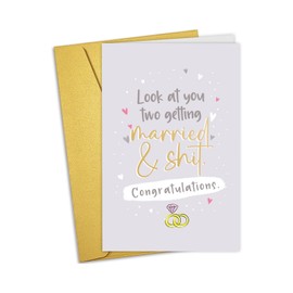 Nchigedy Funny Marriage Congratulations Card, Rude Engagement Card for Friend, Hilarious Wedding Card, Looking at you two get married
