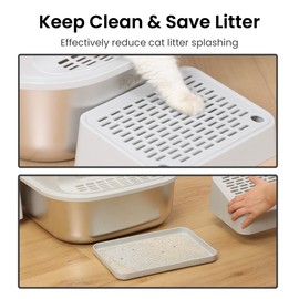 PawsPik Stainless Steel Cat Litter Box with Steps & Metal Scooper, X-Large, 2 Pack, 23” x 16.5” x 6”