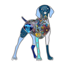 WEVENI Broche de aleación de esmalte con diamantes de imitación para perro danés, alfileres de animales, bufanda, traje de vestido, joyería de regalo para mujeres y niñas azul