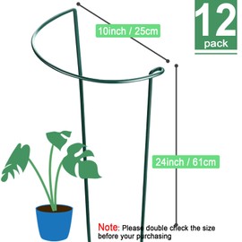 HiGift 12 Pack Plant Stakes for Indoor Plants, Metal Garden Peony Support Cages, Outdoor Plant Supports Ring Prop, Large Plant Stake for Hydrangea,Rose,Flower,Vine,Potted Plants (10" W x 24" H)