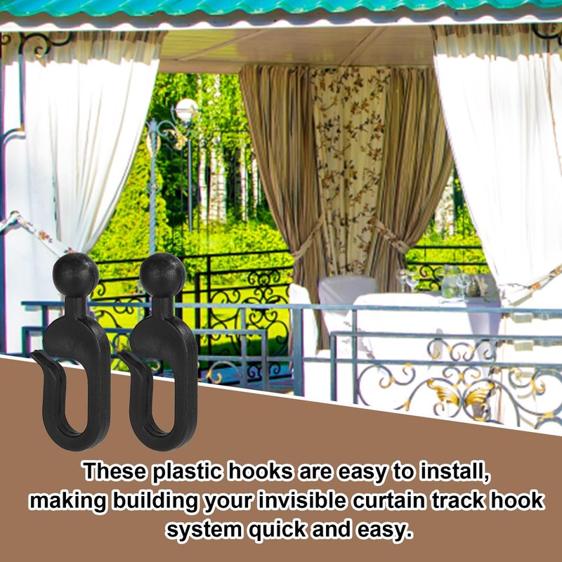 36pcs Plastic Hooks for Gazebo Curtains, Black Gazebo Hooks Multi-Purpose