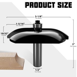CSOOM Bevel Raised Panel Router Bit 1/2 Inch Shank,for Making Shaker Raised Cabinet Door and Cove-Cut ,use with Rail and Stile Moulding Router bit.