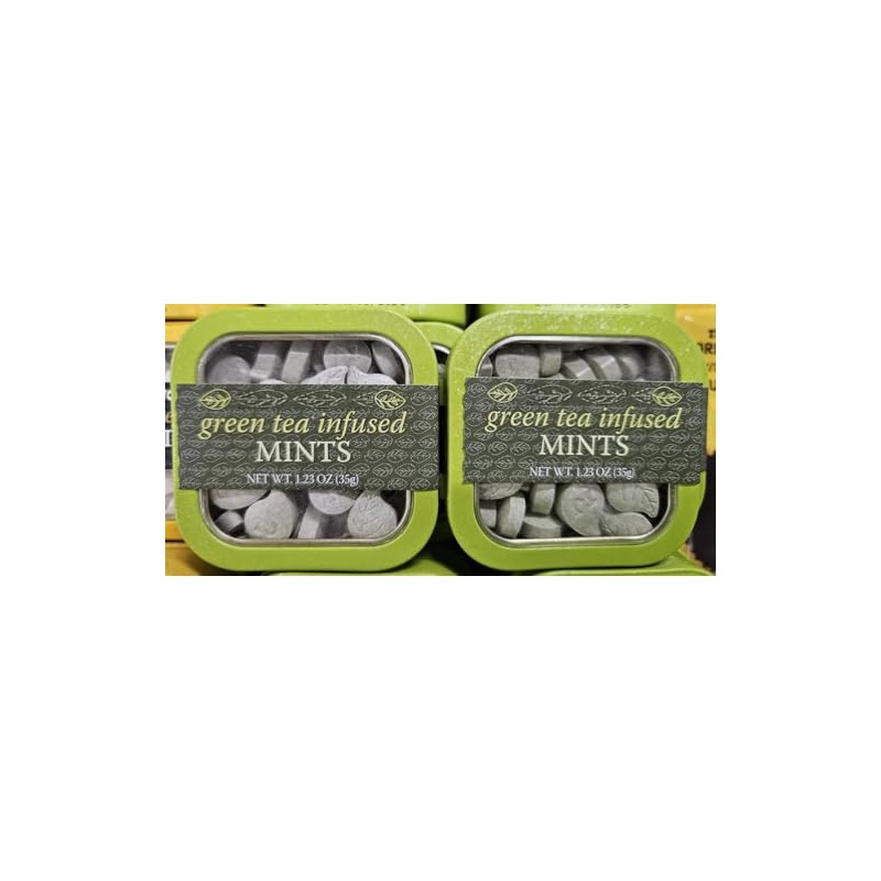 Trader Joe Green Tea Infused MINTS 1.23oz 35g (2 Tins)
