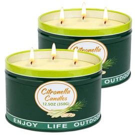 Citronella Candles Outdoor, Large Citronella Candles Outdoor, 2 Pack 12.5oz Summer Indoor Candles Bulk for Patio Home Garden Yard Balcony Camping Decorative, 150H Long Burning, 3 Wick