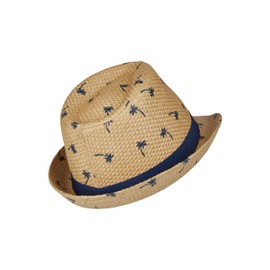 Sterntaler Straw Hat Palm Trees - Classic Sun Hat with Allover Palm Tree Print - UV Protection 50+ Summer Hat - Boys Beach Cap - Baby and Children's Headpiece, beige, 49