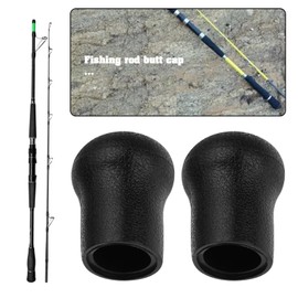 eMagTech Pack of 2 19 mm PVC Fishing Rod End Cap Protective Cap End Piece Suitable for Fishing Rod Building Repairs DIY Fishing Rod Ends Black 45.5 x 35 mm