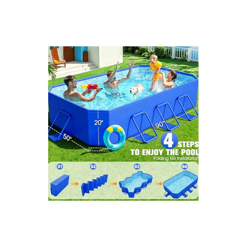 StarOcean 2026 Foldable Pool, Large Non-Inflatable Swimming Pool for Kids,Adult