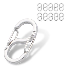 Noalife Stainless Steel Keychain Carabiner Nascan S Shape Small Parts Hardware Key Ring Clasp Ring 12mm 16mm 18mm 22mm Silver, Silver